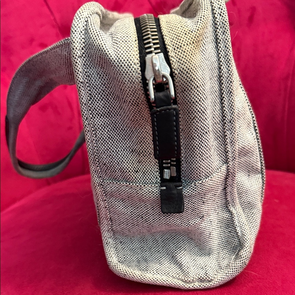 Prada Grey Mini Canvas Tote with Black Trim - Picture 4 of 13